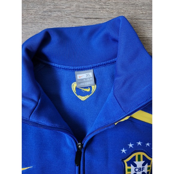 Brazil Nike Track Jacket CBF 2008-09 Blue Yelllow Soccer Football Sz X-Large Y2K - Picture 3 of 11